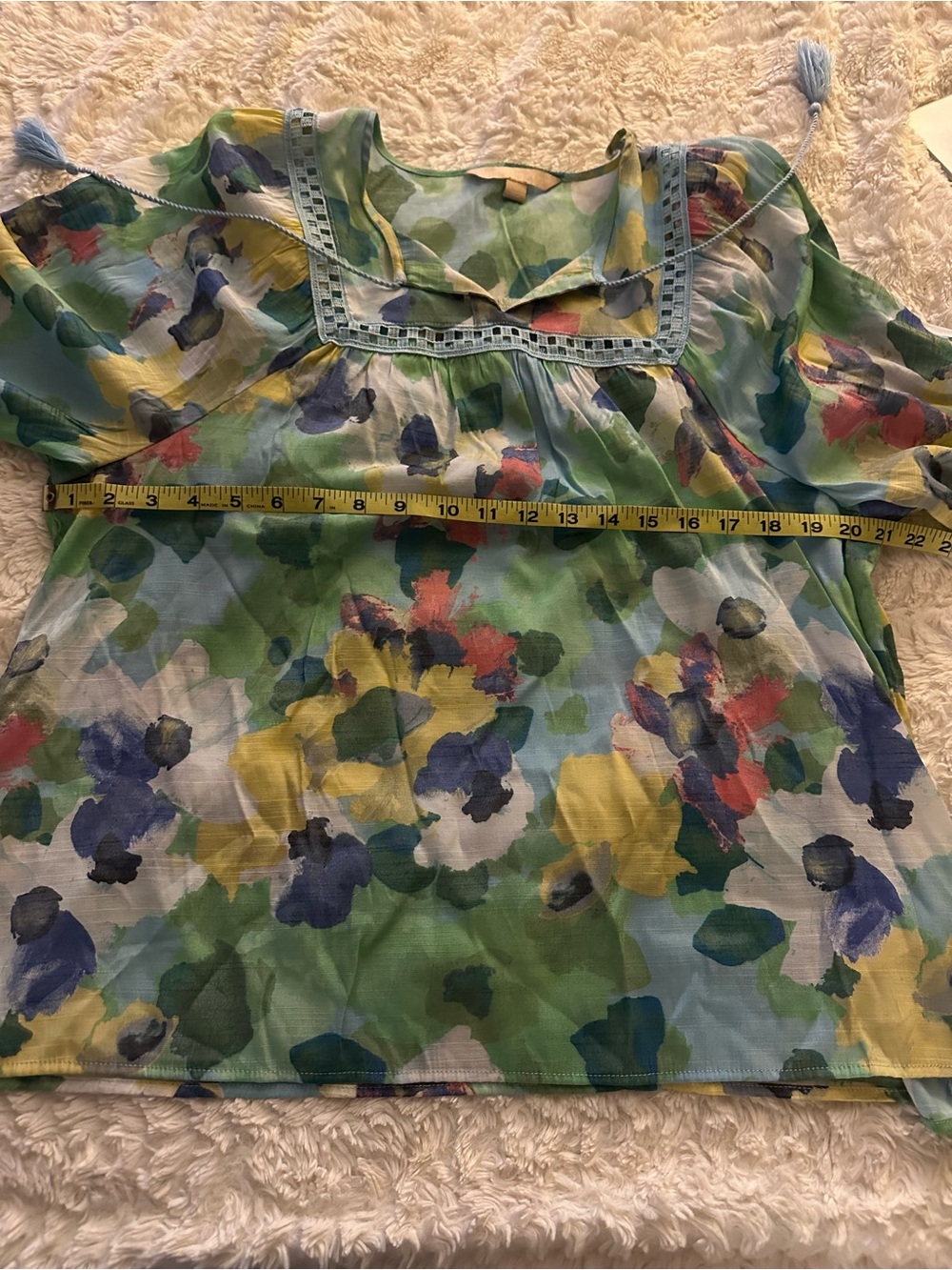 Hope & Harlow Patterned colorful peasant blouse XL - Picture 4 of 4